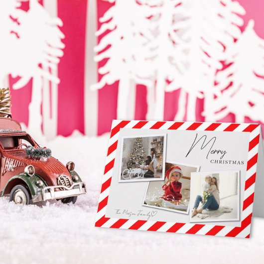 3 Photo Airmail Style Christmas Card Bedankkaart