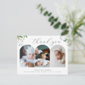 3 Photo Arch Elegant Groen Nieuwe Baby Dank U Briefkaart (Staand voorkant)
