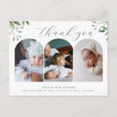 3 Photo Arch Elegant Groen Nieuwe Baby Dank U Briefkaart (Voorkant)