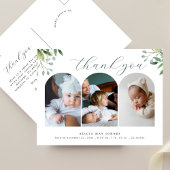3 Photo Arch Elegant Groen Nieuwe Baby Dank U Briefkaart