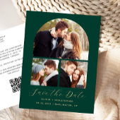 3-Photo Arch Emerald Green QR-code Bewaar de datum Briefkaart