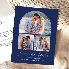 3 Photo Arch Navy Blue Save the Date Briefkaart