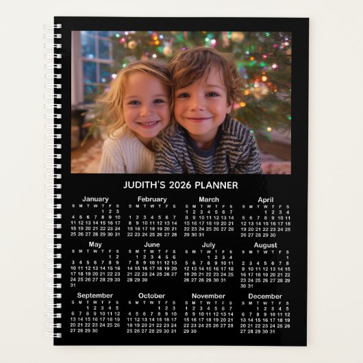 3 Photo Black and White 2026 Calendar Planner (Voorkant)