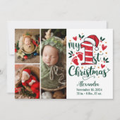 3 Photo Candy Cane Baby 1st Christmas Feestdagenkaart (Voorkant)