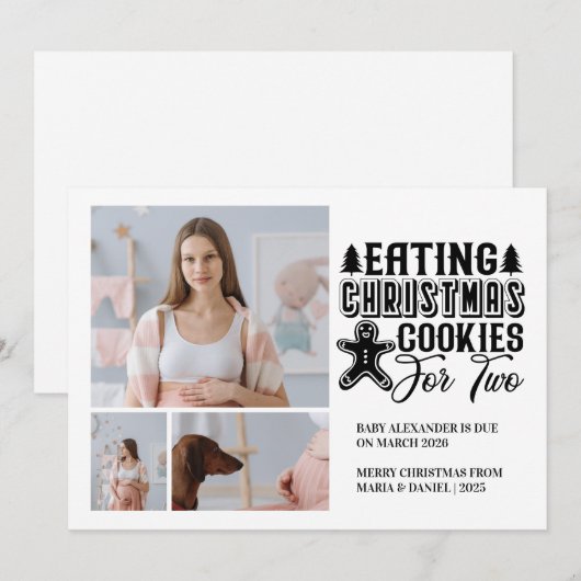 3 Photo Christmas Cookies for 2 Pregnancy  Feestdagenkaart (Voorkant / Achterkant)