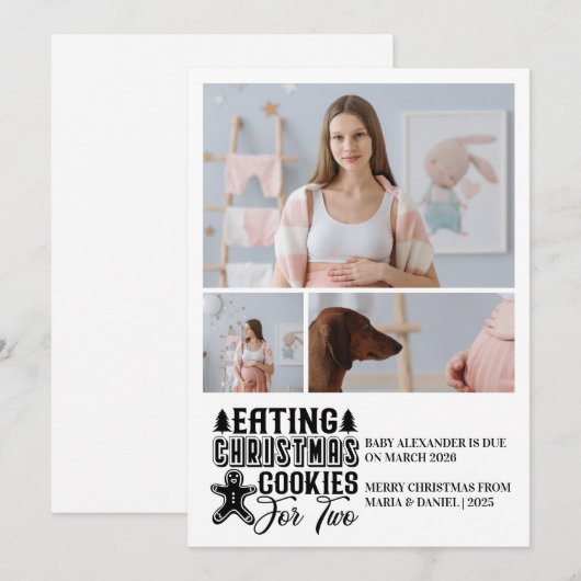 3 Photo Christmas Cookies for 2 Pregnancy Feestdagenkaart (Voorkant / Achterkant)