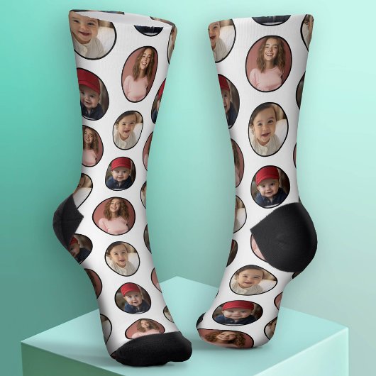 3 Photo Circle Border Collage - Zwart Wit Sokken