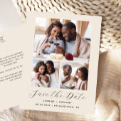 3-Photo Collage Beige Bewaar de datum Briefkaart