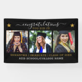 3 Photo Collage Congrats 2022 Afstuderen Black Gol Spandoek (Horizontaal)