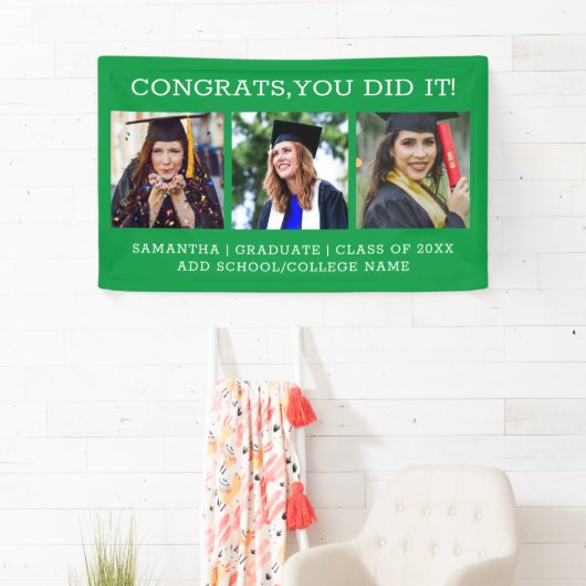 3 Photo Collage Congrats Afstuderen Afstuderen Gre Spandoek (Insitu)
