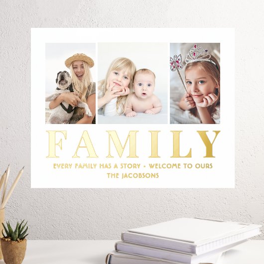 3 Photo Collage Family Keepsake Elegant Minimalist Folie Afdrukken (Insitu (Desk 3))