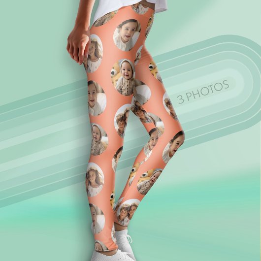 3 Photo Collage Half Brick Pattern - Koraalcirkel Leggings