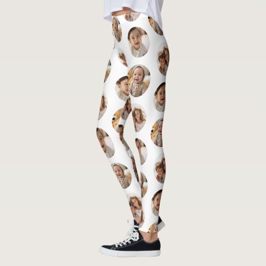 3 Photo Collage Half Brick Pattern - Witte Cirkel Leggings (Links)