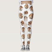 3 Photo Collage Half Brick Pattern - Witte Cirkel Leggings (Voorkant)