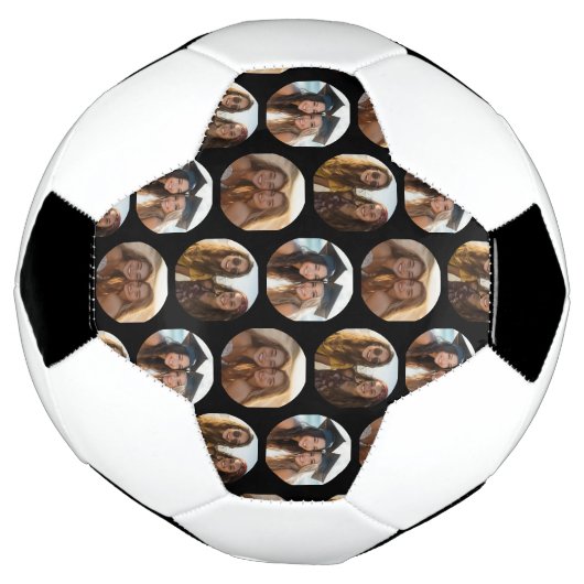 3 Photo Collage Half Brick Pattern - zwarte cirkel Voetbal (Gedraaid)