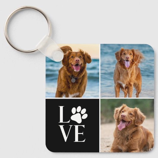 3 Photo Collage Pet Custom Love Dog Lover Sleutelhanger (Voorkant)
