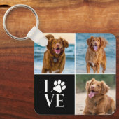 3 Photo Collage Pet Custom Love Dog Lover Sleutelhanger (Voorkant)