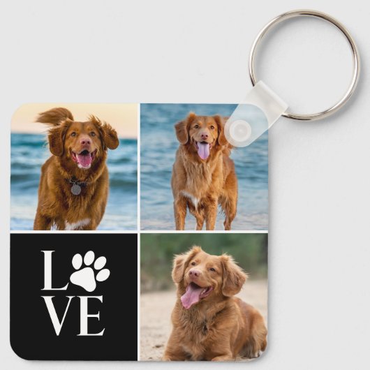 3 Photo Collage Pet Custom Love Dog Lover Sleutelhanger (Achterkant)