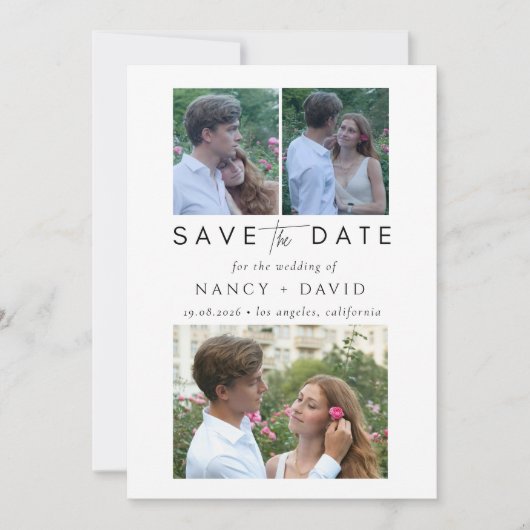 3 Photo Collage Wedding  Save The Date (Voorkant)