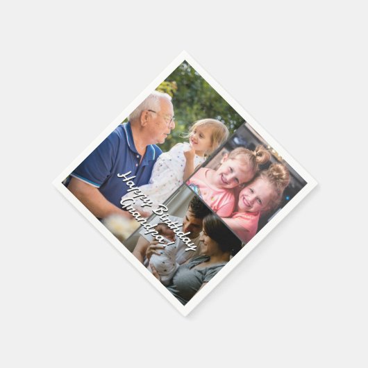 3-Photo Custom Party Napkins Personalized Text Servet (Hoek)