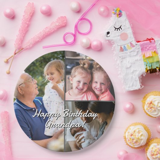 3-Photo Custom Party Plates Personalized Text Papieren Bordje (Feest)