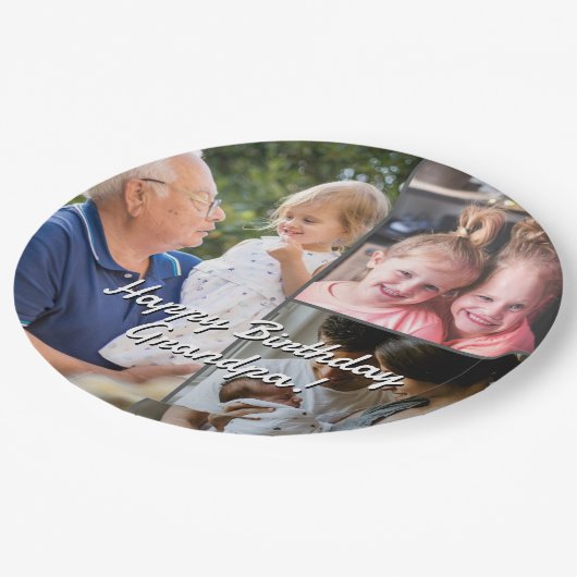3-Photo Custom Party Plates Personalized Text Papieren Bordje (Gekanteld)
