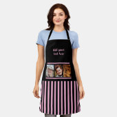 3 photo custom text black pink striped  schort (Gedragen)