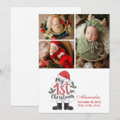 3 Photo Cute Santa Baby 1st Christmas Feestdagenkaart (Voorkant / Achterkant)