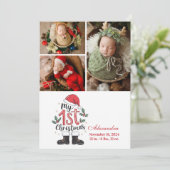 3 Photo Cute Santa Baby 1st Christmas Feestdagenkaart (Staand voorkant)