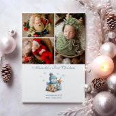 3 Photo First Christmas Birth Announcement  Feestdagenkaart
