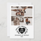 3 Photo Heart First Christmas as Mr & Mrs Feestdagenkaart (Voorkant)