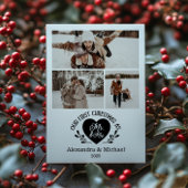 3 Photo Heart First Christmas as Mr & Mrs Feestdagenkaart
