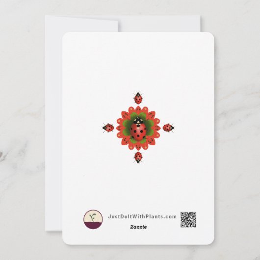 3 Photo Holiday Red + Green Ladybug Christmas Card Feestdagenkaart (Achterkant)