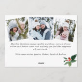 3 PHOTO Holly Berry kerstboom Greeting Holida Feestdagenkaart (Achterkant)