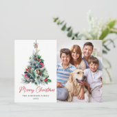 3 PHOTO Holly Berry kerstboomgroet Feestdagenkaart (Staand voorkant)