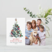 3 PHOTO Holly Berry kerstboomgroet Feestdagenkaart (Staand voorkant)