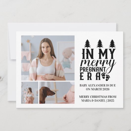 3 Photo In My Merry Pregnant Era Christmas Feestdagenkaart (Voorkant)