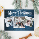 3 PHOTO Kerstmis Rustisch Blue Wood Greeting Feestdagenkaart<br><div class="desc">kersttong Blue Wood PHOTO Greeting Holiday Card.</div>