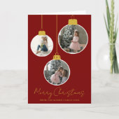 3 photo Merry Christmas bauble Photo Card Kaart (Voorkant)