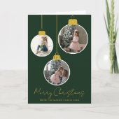 3 photo Merry Christmas bauble Photo Card Kaart (Voorkant)