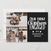 3 Photo Minimalist First Christmas Engaged Feestdagenkaart (Voorkant)