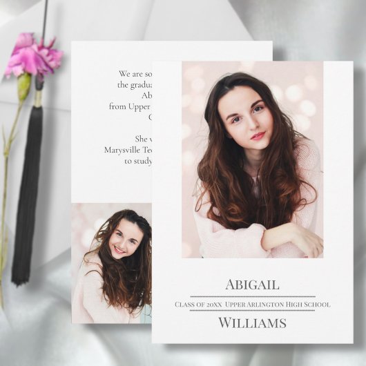 3-Photo Minimalist Graduation  Announcement Kaart