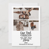 3 Photo Minimalist Newlywed Christmas Feestdagenkaart (Voorkant)