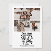 3 Photo Minimalistic Snowflakes Christmas Mr and M Feestdagenkaart (Voorkant)