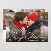 3 PHOTO Modern Gouden Kerstgroet Feestdagenkaart (Voorkant / Achterkant)