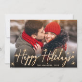 3 PHOTO Modern Gouden Kerstgroet Feestdagenkaart (Voorkant)