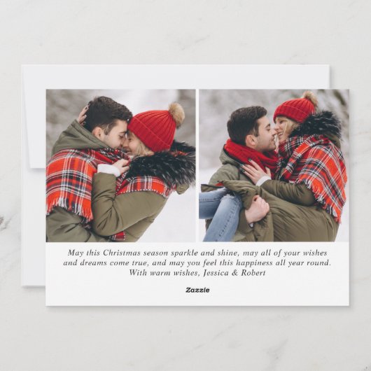 3 PHOTO Modern Gouden Kerstgroet Feestdagenkaart (Achterkant)