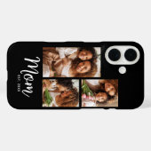 3 Photo Mom Established Date Modern Script Black Case-Mate iPhone Case (Achterkant (horizontaal))