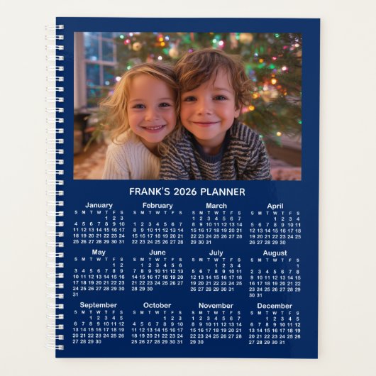 3 Photo Navy and White 2026 Calendar Planner (Voorkant)