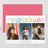 3 Photo Personalized Senior Graduation Announcemen (Voorkant / Achterkant)